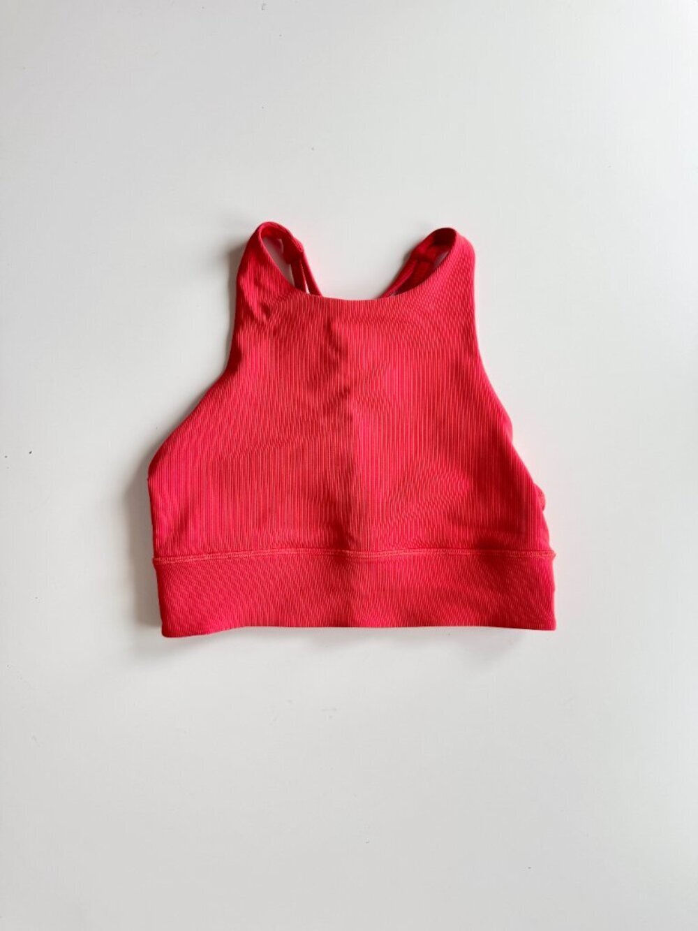 LULULEMON Carnation Red Ribbed Energy High-Neck Long Line Sports Bra, Size 6